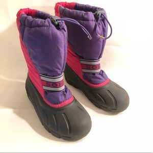 Sorel Snow Youth Girls Boots Sz 4 Kids Pink Purpl